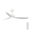 Claro Whisper DC Ceiling Fan with CCT LED Light and Remote Control in White 58-inch