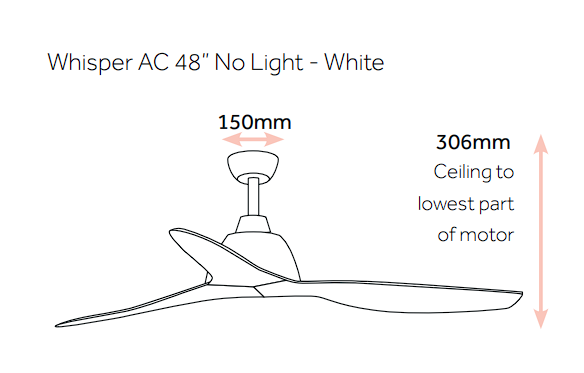 whisper ac no lights dimensions