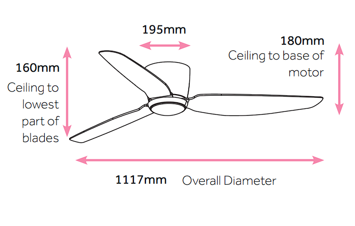 whisper low profile 111cm dimensions
