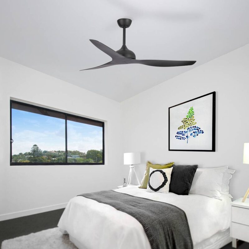 Claro Whisper DC 147cm Ceiling Fan - Black - bedroom1