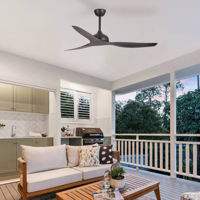 Claro Whisper DC 147cm Ceiling Fan - Black - living room/outdoor