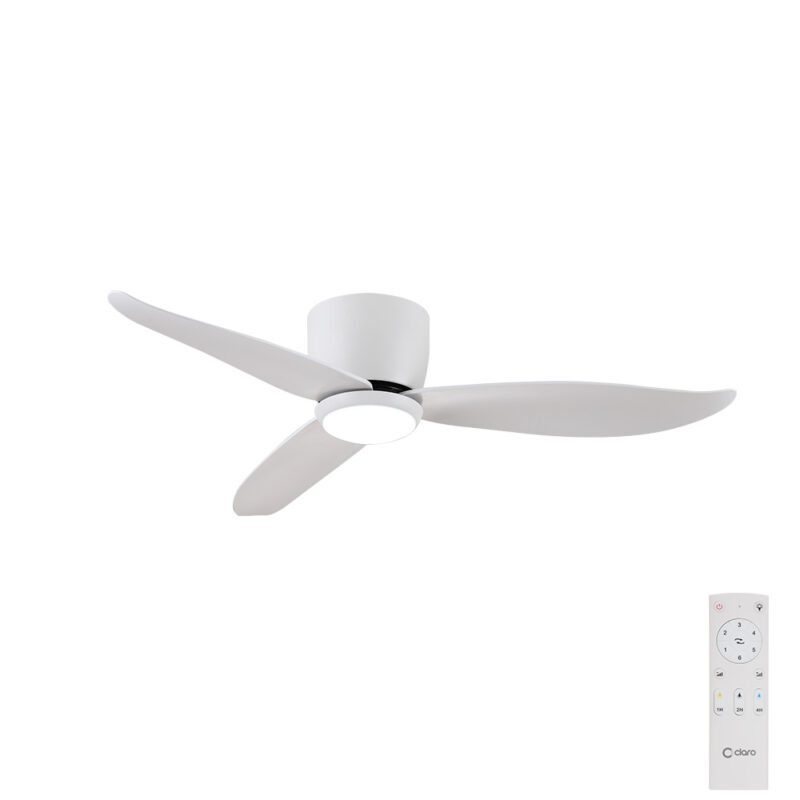 claro essentials spirit dc 44-inch ceiling fan with light and remote white