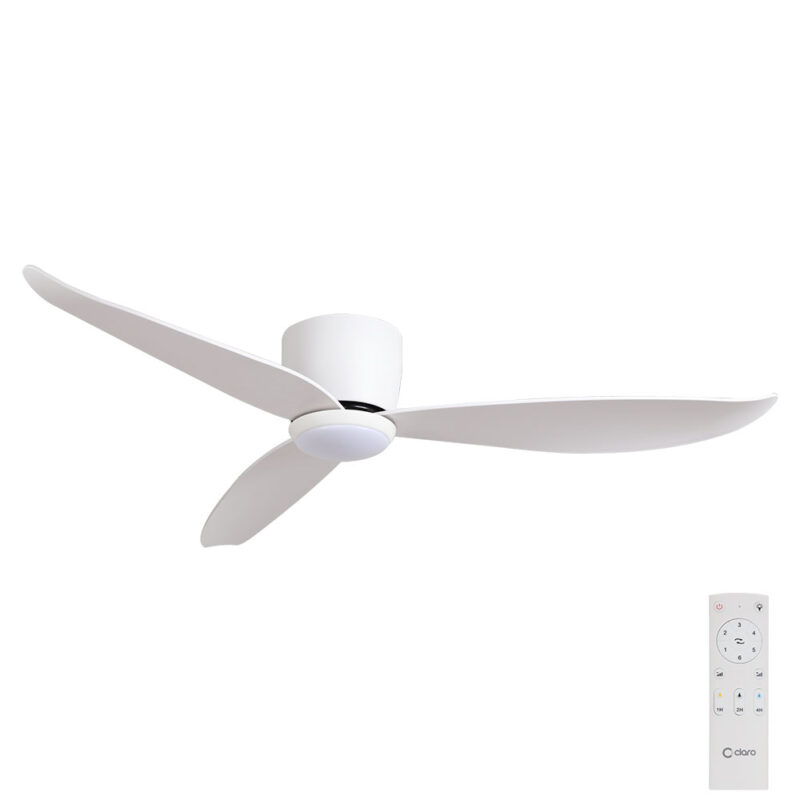 claro essentials spirit dc 52-inch ceiling fan with light and remote white