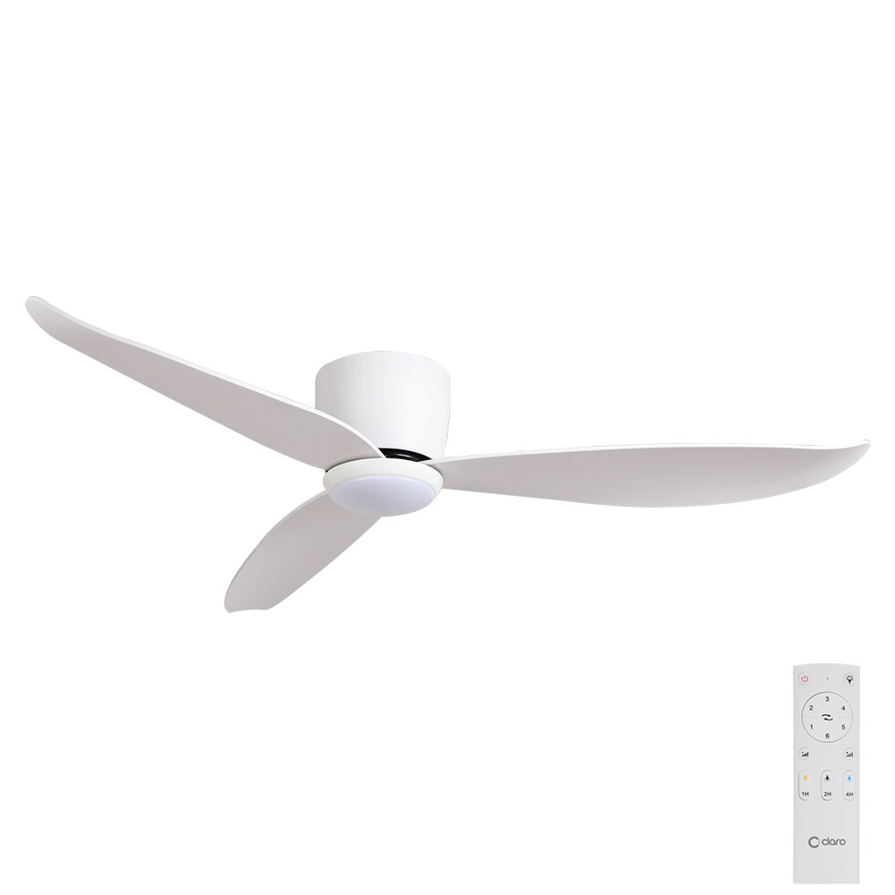 claro essentials spirit dc 52-inch ceiling fan with light and remote white
